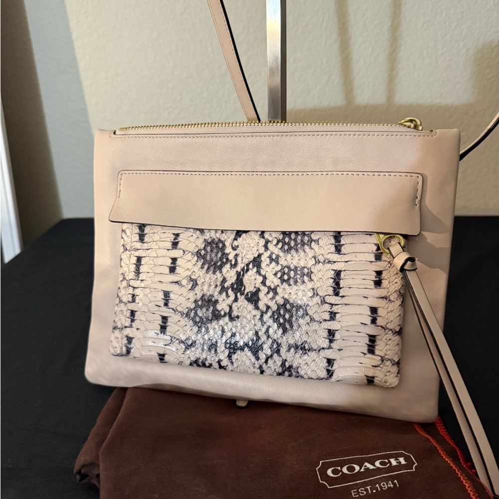 Coach Pale Pink and Snake Pattern Crossbody Bag